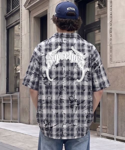 SPINNS(スピンズ)の「オンブレチェックシャツ/半袖/ダメージストリートロゴ/バックロゴ(シャツ/ブラウス・メンズ・ブラック・ONESIZE)」の6枚目の写真