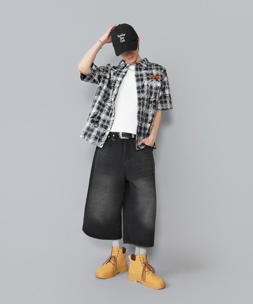 SPINNS(スピンズ)の「オンブレチェックシャツ/半袖/ダメージストリートロゴ/バックロゴ(シャツ/ブラウス・メンズ・ブラック・ONESIZE)」の10枚目の写真