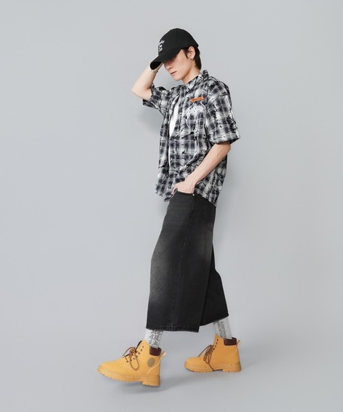 SPINNS(スピンズ)の「オンブレチェックシャツ/半袖/ダメージストリートロゴ/バックロゴ(シャツ/ブラウス・メンズ・ブラック・ONESIZE)」の11枚目の写真