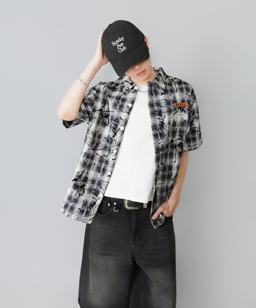 SPINNS(スピンズ)の「オンブレチェックシャツ/半袖/ダメージストリートロゴ/バックロゴ(シャツ/ブラウス・メンズ・ブラック・ONESIZE)」の13枚目の写真