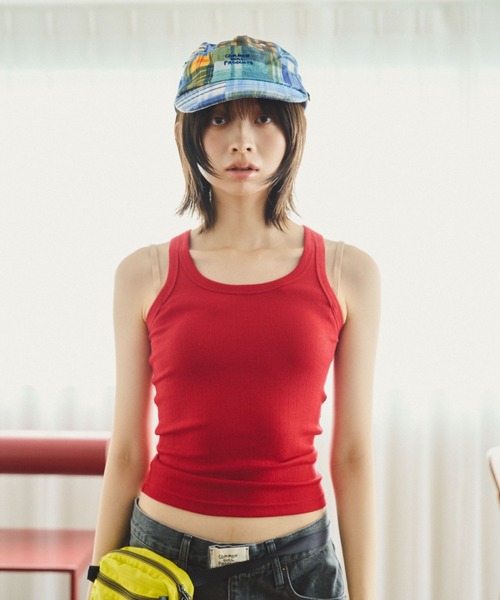 common gull products.(コモンガルプロダクツ)の「若葉雨とアイレットタンクトップ(タンクトップ・レディース・グレー系/レッド系/ホワイト系・S/M/L)」の1枚目の写真