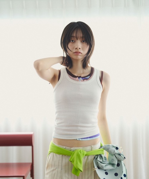 common gull products.(コモンガルプロダクツ)の「若葉雨とアイレットタンクトップ(タンクトップ・レディース・グレー系/レッド系/ホワイト系・S/M/L)」の19枚目の写真