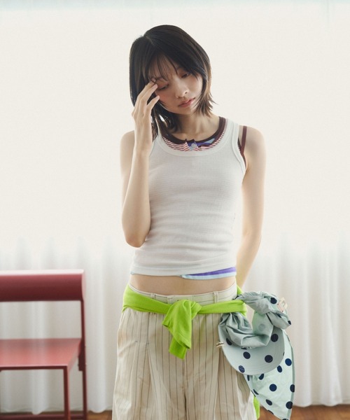 common gull products.(コモンガルプロダクツ)の「若葉雨とアイレットタンクトップ(タンクトップ・レディース・グレー系/レッド系/ホワイト系・S/M/L)」の20枚目の写真