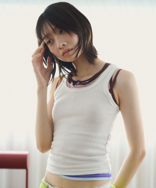 common gull products.(コモンガルプロダクツ)の「若葉雨とアイレットタンクトップ(タンクトップ・レディース・グレー系/レッド系/ホワイト系・S/M/L)」の21枚目の写真