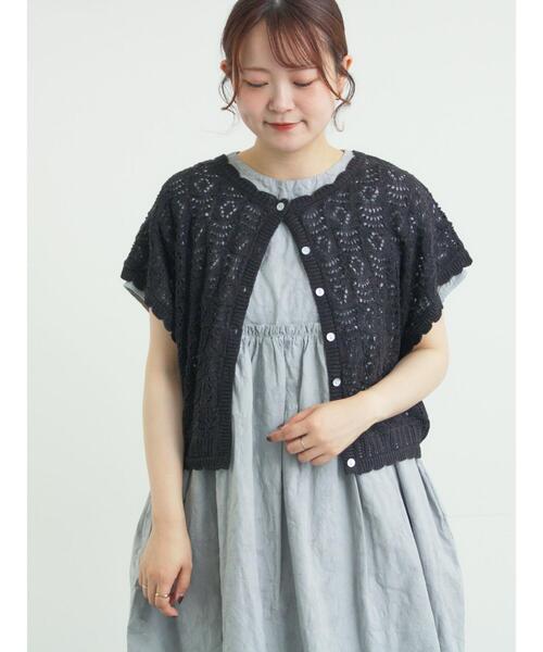 TSUHARU by Samansa Mos2（ツハルバイサマンサモスモス）の「リネン前後着透かし柄ニットベスト（ベスト・レディース・ピンク/ベージュ/ブラック・F）」の5枚目の写真
