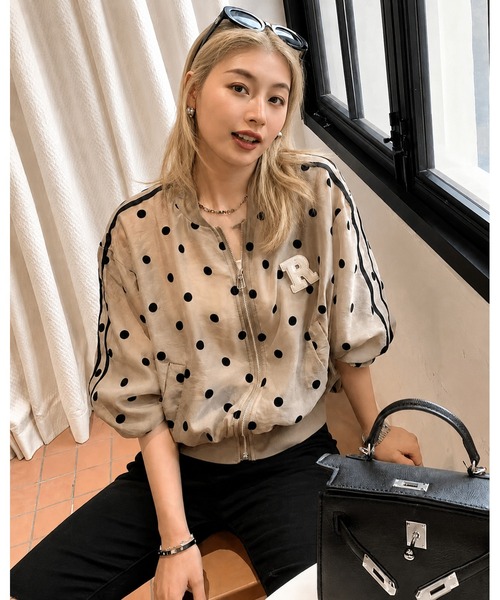 inst.ALL(インストール)の「ラインドットシアーブルゾン(ブルゾン・レディース・オフホワイト/ピンク/ライトベージュ・M)」の14枚目の写真