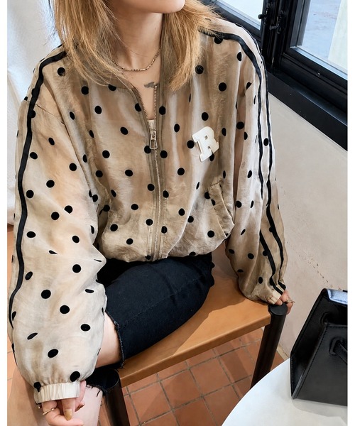 inst.ALL(インストール)の「ラインドットシアーブルゾン(ブルゾン・レディース・オフホワイト/ピンク/ライトベージュ・M)」の16枚目の写真