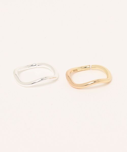 styiro(スタイロ)の「【14K Gold & 925 Silver Coated / 2本SET】金属アレルギー対応 ニュアンスミニマルデュオリング(リング・レディース・シルバー/ゴールド/シルバー×ゴールド・FREE)」の6枚目の写真
