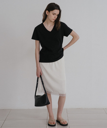 Soft basic v-neck T-shirt [KNSS10TS12]_Black