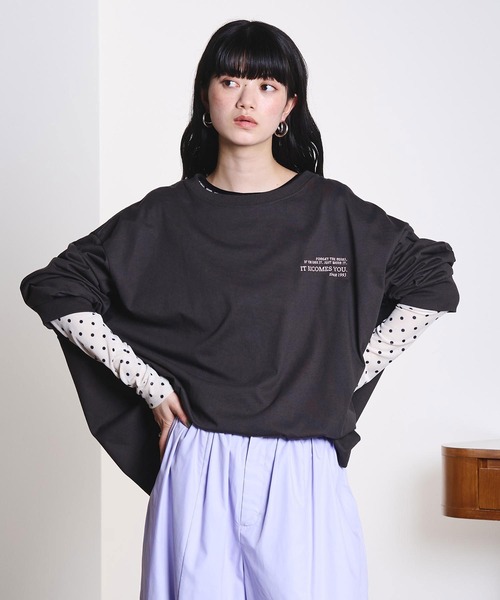 Champion(チャンピオン)の「【Champion別注】SUPER BIG L/S TEE(Tシャツ/カットソー・レディース・チャコール/ホワイト/パープル/ライトグレー・ONE SIZE)」の5枚目の写真