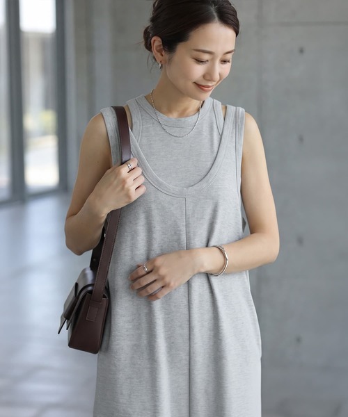 STYLE DELI（スタイルデリ）の「【selection】セパレート可能／レイヤードサロペット（サロペット/オーバーオール・レディース・ブラック/ライトグレー・FREE）」の3枚目の写真