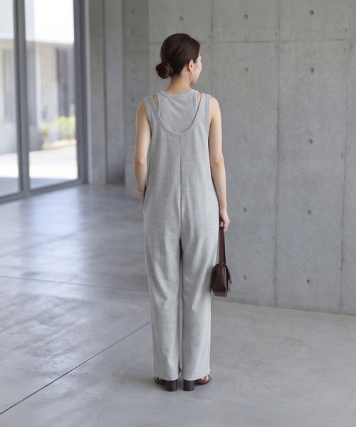 STYLE DELI（スタイルデリ）の「【selection】セパレート可能／レイヤードサロペット（サロペット/オーバーオール・レディース・ブラック/ライトグレー・FREE）」の6枚目の写真