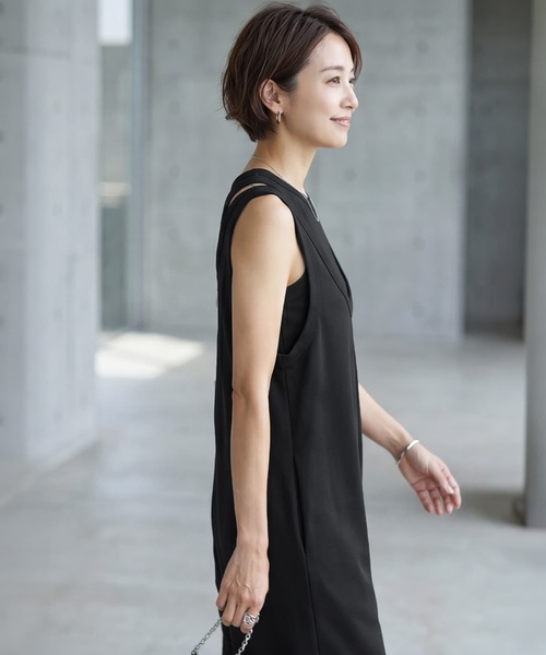 STYLE DELI（スタイルデリ）の「【selection】セパレート可能／レイヤードサロペット（サロペット/オーバーオール・レディース・ブラック/ライトグレー・FREE）」の12枚目の写真