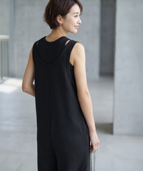 STYLE DELI（スタイルデリ）の「【selection】セパレート可能／レイヤードサロペット（サロペット/オーバーオール・レディース・ブラック/ライトグレー・FREE）」の13枚目の写真