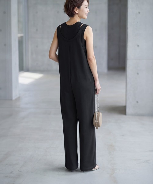 STYLE DELI（スタイルデリ）の「【selection】セパレート可能／レイヤードサロペット（サロペット/オーバーオール・レディース・ブラック/ライトグレー・FREE）」の14枚目の写真