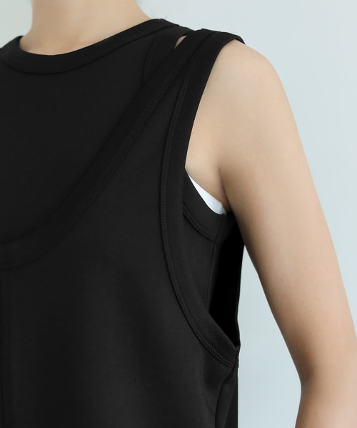 STYLE DELI（スタイルデリ）の「【selection】セパレート可能／レイヤードサロペット（サロペット/オーバーオール・レディース・ブラック/ライトグレー・FREE）」の19枚目の写真