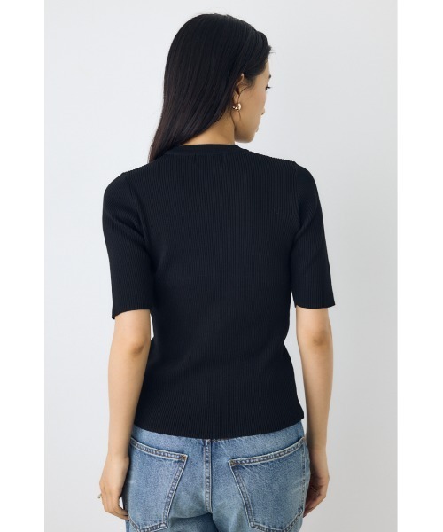 AZUL by moussy(アズールバイマウジー)の「【身長/骨格別着用画像あり】ハーフスリーブクルーネックニットトップス 秋服 半袖 無地 春服(ニット/セーター・レディース・アイボリー/ボルドー/ブラック/杢グレー・FREE)」の17枚目の写真