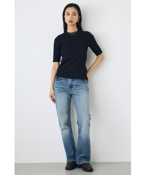 AZUL by moussy(アズールバイマウジー)の「【身長/骨格別着用画像あり】ハーフスリーブクルーネックニットトップス 秋服 半袖 無地 春服(ニット/セーター・レディース・アイボリー/ボルドー/ブラック/杢グレー・FREE)」の18枚目の写真