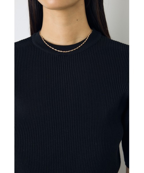 AZUL by moussy(アズールバイマウジー)の「【身長/骨格別着用画像あり】ハーフスリーブクルーネックニットトップス 秋服 半袖 無地 春服(ニット/セーター・レディース・アイボリー/ボルドー/ブラック/杢グレー・FREE)」の19枚目の写真