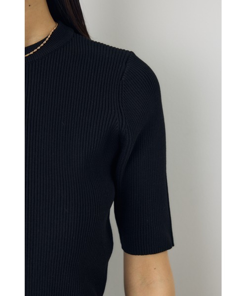 AZUL by moussy(アズールバイマウジー)の「【身長/骨格別着用画像あり】ハーフスリーブクルーネックニットトップス 秋服 半袖 無地 春服(ニット/セーター・レディース・アイボリー/ボルドー/ブラック/杢グレー・FREE)」の20枚目の写真