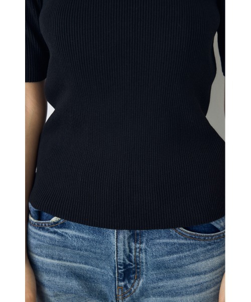 AZUL by moussy(アズールバイマウジー)の「【身長/骨格別着用画像あり】ハーフスリーブクルーネックニットトップス 秋服 半袖 無地 春服(ニット/セーター・レディース・アイボリー/ボルドー/ブラック/杢グレー・FREE)」の21枚目の写真