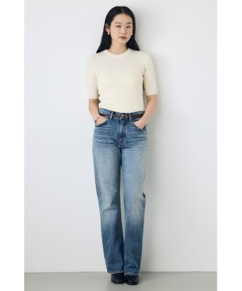 AZUL by moussy(アズールバイマウジー)の「【身長/骨格別着用画像あり】ハーフスリーブクルーネックニットトップス 秋服 半袖 無地 春服(ニット/セーター・レディース・アイボリー/ボルドー/ブラック/杢グレー・FREE)」の10枚目の写真