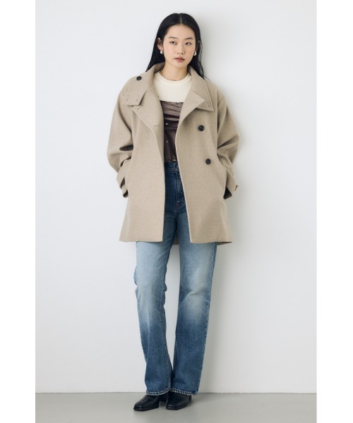AZUL by moussy(アズールバイマウジー)の「【身長/骨格別着用画像あり】ハーフスリーブクルーネックニットトップス 秋服 半袖 無地 春服(ニット/セーター・レディース・アイボリー/ボルドー/ブラック/杢グレー・FREE)」の12枚目の写真