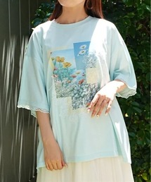 axes femme | 接触冷感プリント×レースT(Tシャツ/カットソー)