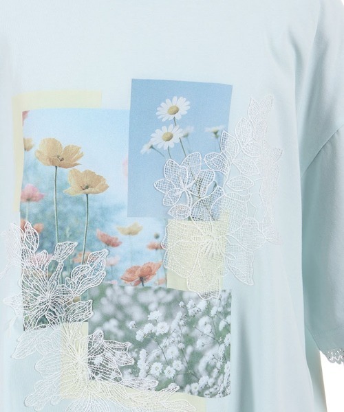 axes femme(アクシーズファム)の「接触冷感プリント×レースT(Tシャツ/カットソー・レディース・ミント/レッド/ホワイト・FREE)」の4枚目の写真