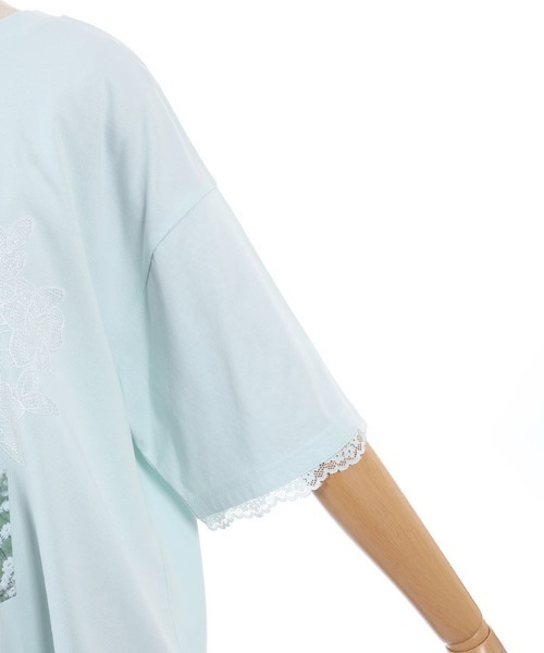 axes femme(アクシーズファム)の「接触冷感プリント×レースT(Tシャツ/カットソー・レディース・ミント/レッド/ホワイト・FREE)」の6枚目の写真