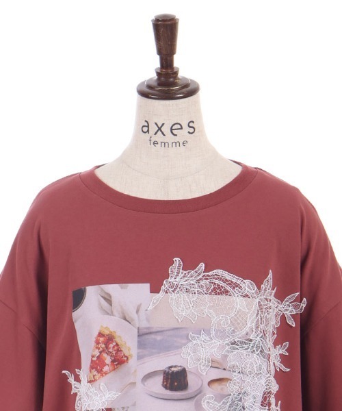 axes femme(アクシーズファム)の「接触冷感プリント×レースT(Tシャツ/カットソー・レディース・ミント/レッド/ホワイト・FREE)」の10枚目の写真
