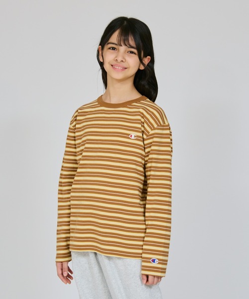 Champion(チャンピオン)の「【Champion/チャンピオン】キッズ ベーシック ロングスリーブTシャツ(ワンピース・キッズ・ライトブラウン/アイボリー/パープル系その他3・120/110/100/150/140/160/130)」の2枚目の写真