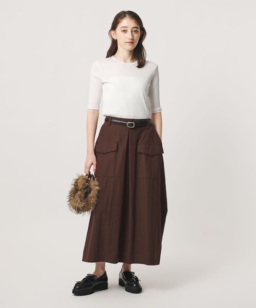 UNITED ARROWS（ユナイテッドアローズ）の「コットン テレコ 5分袖 カットソー（Tシャツ/カットソー・レディース・ダークブラウン/ホワイト/ピンク/ブラック・FREE）」の22枚目の写真