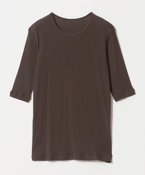 UNITED ARROWS（ユナイテッドアローズ）の「コットン テレコ 5分袖 カットソー（Tシャツ/カットソー・レディース・ダークブラウン/ホワイト/ピンク/ブラック・FREE）」の6枚目の写真
