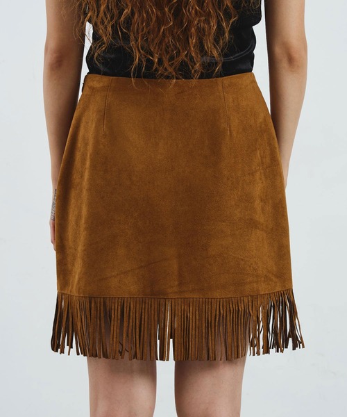 ROSE BUD(ローズバッド)の「mag.by c/SUEDE-LIKE FRINGE MINI SKIRT(スカート・レディース・ブラウン/ライトグリーン・S/M)」の5枚目の写真