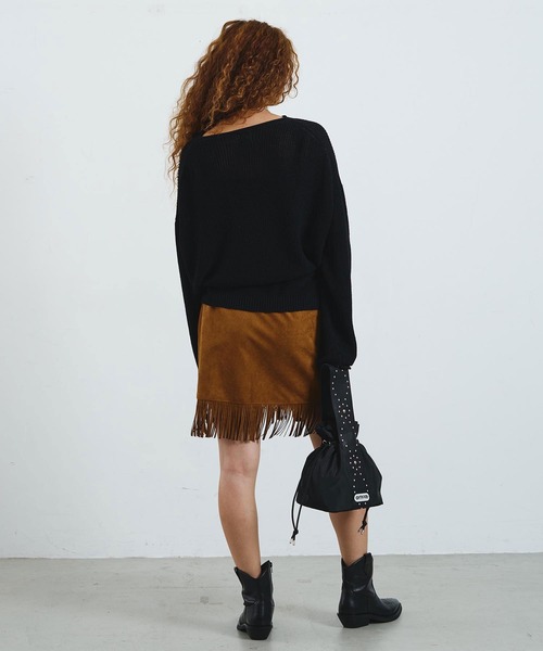 ROSE BUD(ローズバッド)の「mag.by c/SUEDE-LIKE FRINGE MINI SKIRT(スカート・レディース・ブラウン/ライトグリーン・S/M)」の8枚目の写真