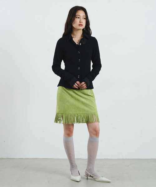 ROSE BUD(ローズバッド)の「mag.by c/SUEDE-LIKE FRINGE MINI SKIRT(スカート・レディース・ブラウン/ライトグリーン・S/M)」の13枚目の写真