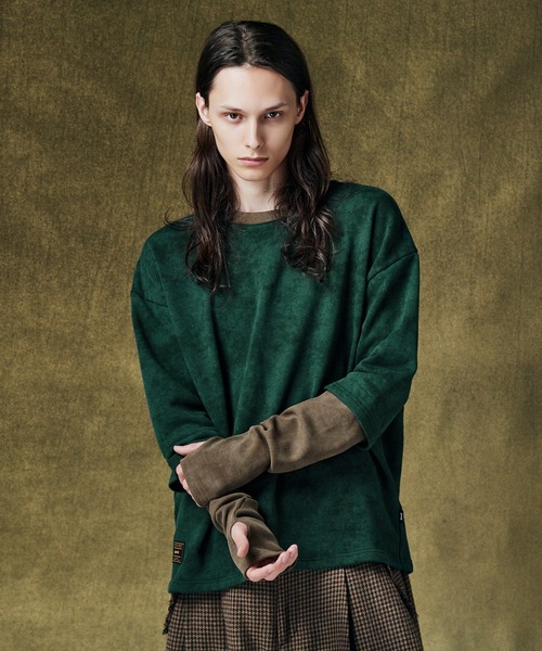 glamb(グラム)の「Layered Sleeves Sweat / レイヤードスリーブスウェット(スウェット・メンズ・グリーン/ブラック・S/M/L)」の2枚目の写真