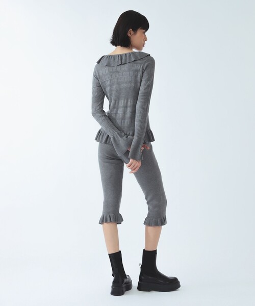 Ray BEAMS（レイビームス）の「裾 フリル ニット カプリ パンツ（その他パンツ・レディース・ブラック/シルバー・ONE SIZE）」の6枚目の写真