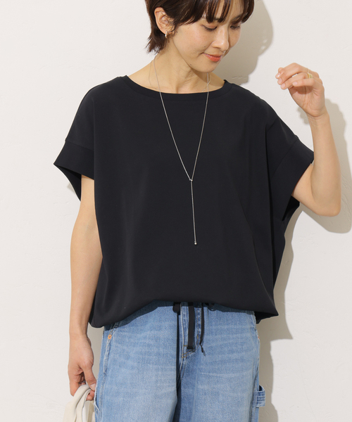 JOURNAL STANDARD relume(ジャーナルスタンダード レリューム)の「《WEB限定追加2》コットンドロップショルダー ドロストT(Tシャツ/カットソー・レディース・ホワイト/ブラック・FREE)」の1枚目の写真