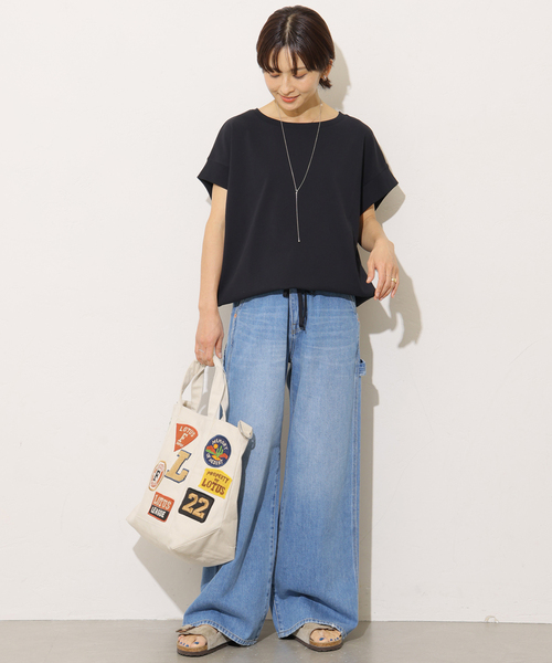 JOURNAL STANDARD relume(ジャーナルスタンダード レリューム)の「《WEB限定追加2》コットンドロップショルダー ドロストT(Tシャツ/カットソー・レディース・ホワイト/ブラック・FREE)」の10枚目の写真