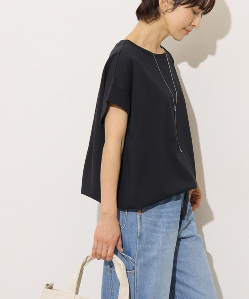 JOURNAL STANDARD relume(ジャーナルスタンダード レリューム)の「《WEB限定追加2》コットンドロップショルダー ドロストT(Tシャツ/カットソー・レディース・ホワイト/ブラック・FREE)」の4枚目の写真