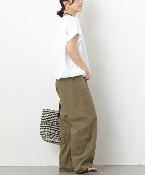 JOURNAL STANDARD relume(ジャーナルスタンダード レリューム)の「《WEB限定追加2》コットンドロップショルダー ドロストT(Tシャツ/カットソー・レディース・ホワイト/ブラック・FREE)」の7枚目の写真