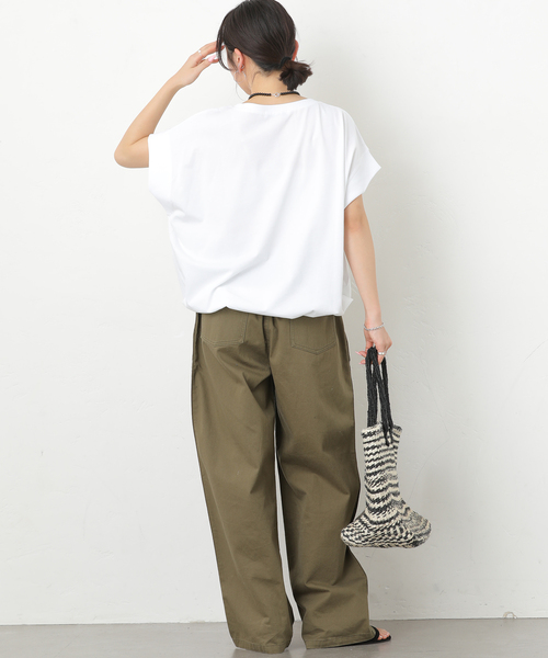 JOURNAL STANDARD relume(ジャーナルスタンダード レリューム)の「《WEB限定追加2》コットンドロップショルダー ドロストT(Tシャツ/カットソー・レディース・ホワイト/ブラック・FREE)」の8枚目の写真