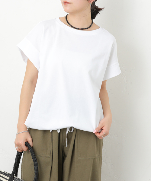 JOURNAL STANDARD relume(ジャーナルスタンダード レリューム)の「《WEB限定追加2》コットンドロップショルダー ドロストT(Tシャツ/カットソー・レディース・ホワイト/ブラック・FREE)」の9枚目の写真