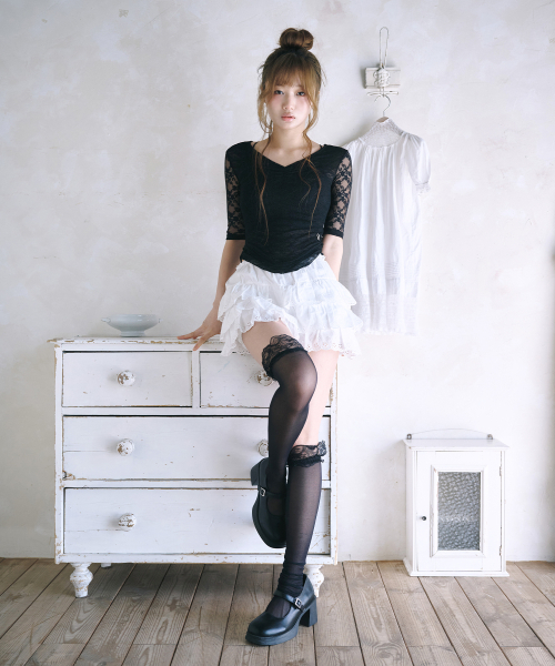 REISE MIYA（レイズミヤ）の「サナレースシャーリングトップ [ブラック]（Tシャツ/カットソー・レディース・その他・SMALL/MEDIUM）」の2枚目の写真