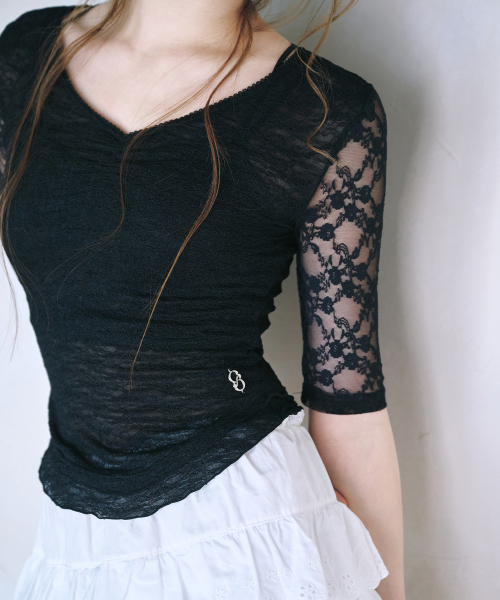 REISE MIYA（レイズミヤ）の「サナレースシャーリングトップ [ブラック]（Tシャツ/カットソー・レディース・その他・SMALL/MEDIUM）」の4枚目の写真