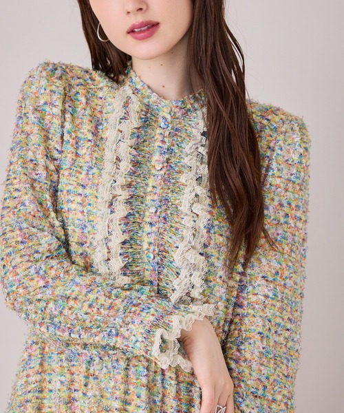 Audie a Muses(オーディアミューズ)の「ファンシーツィードプリントプリーツワンピース(ワンピース・レディース・イエロー/ピンク・38/42)」の10枚目の写真