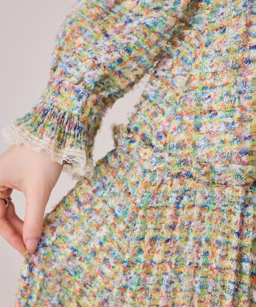 Audie a Muses(オーディアミューズ)の「ファンシーツィードプリントプリーツワンピース(ワンピース・レディース・イエロー/ピンク・38/42)」の14枚目の写真