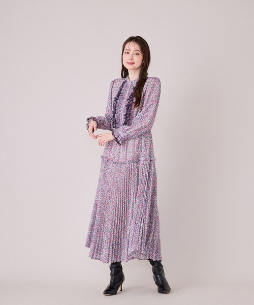 Audie a Muses(オーディアミューズ)の「ファンシーツィードプリントプリーツワンピース(ワンピース・レディース・イエロー/ピンク・38/42)」の15枚目の写真